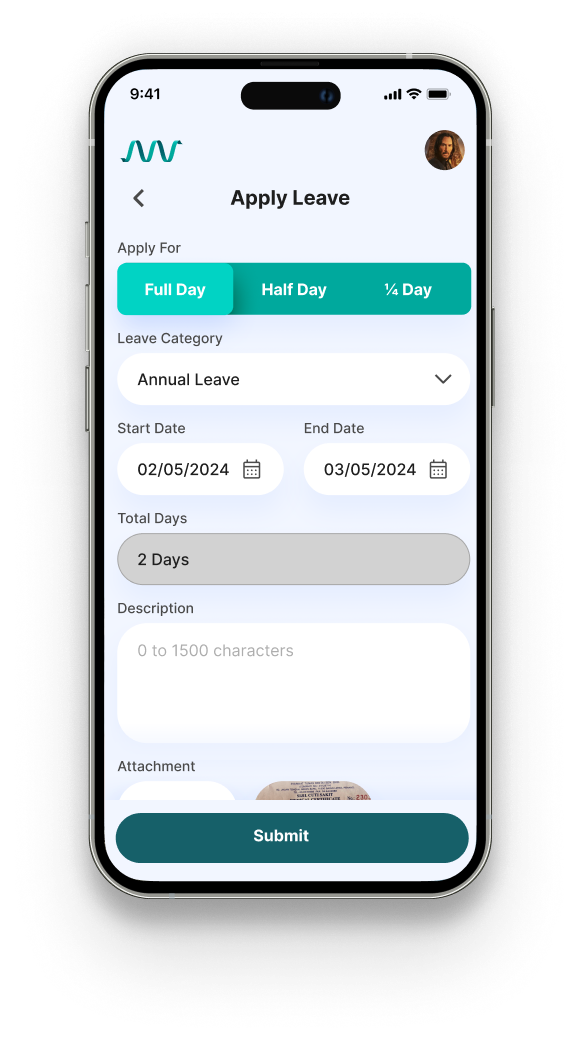 Leave, Benefits & Expenses screen 2